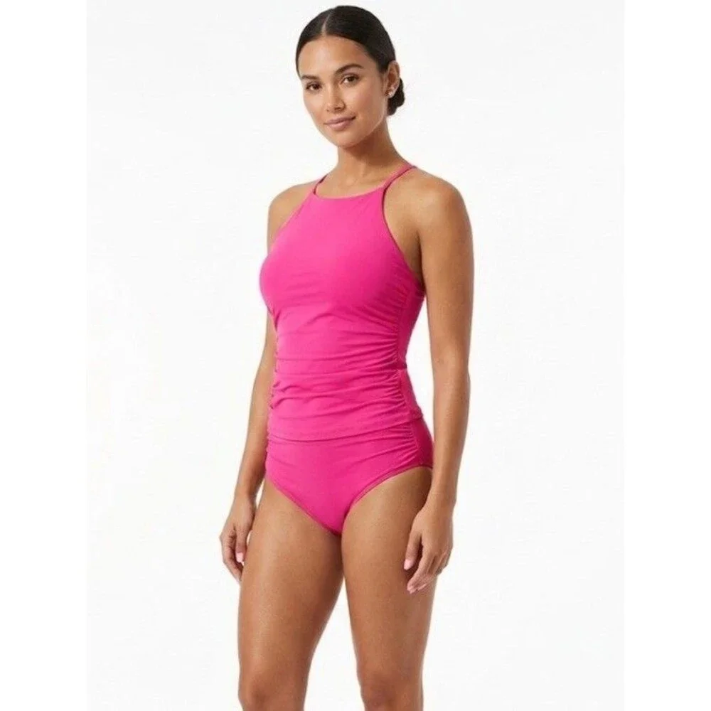 Anne Cole Pink Glow Women's Convertible High Waisted Set Size XL NWT $130